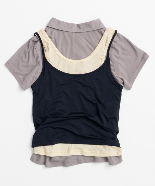 PRANK PROJECT（プランクプロジェクト）の「【2026Summer Pre-Order】レイヤードポロシャツ / Layered Polo Shirt（Tシャツ/カットソー・レディース・グレー/ブラック・FREE）」の20枚目の写真