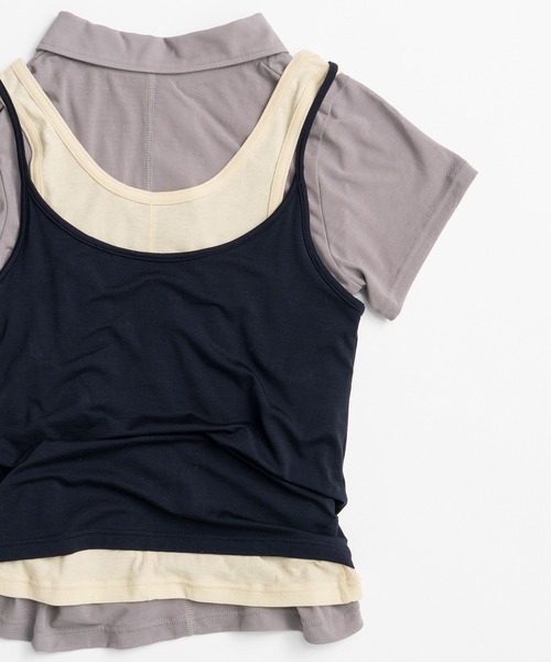 PRANK PROJECT（プランクプロジェクト）の「【2026Summer Pre-Order】レイヤードポロシャツ / Layered Polo Shirt（Tシャツ/カットソー・レディース・グレー/ブラック・FREE）」の22枚目の写真