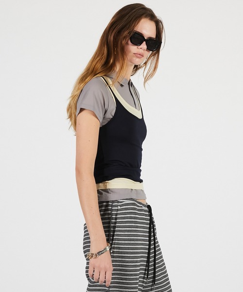 PRANK PROJECT（プランクプロジェクト）の「【2026Summer Pre-Order】レイヤードポロシャツ / Layered Polo Shirt（Tシャツ/カットソー・レディース・グレー/ブラック・FREE）」の11枚目の写真