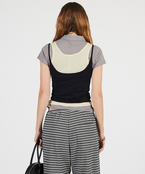 PRANK PROJECT（プランクプロジェクト）の「【2026Summer Pre-Order】レイヤードポロシャツ / Layered Polo Shirt（Tシャツ/カットソー・レディース・グレー/ブラック・FREE）」の10枚目の写真