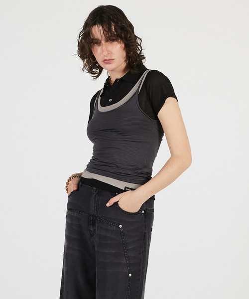 PRANK PROJECT（プランクプロジェクト）の「【2026Summer Pre-Order】レイヤードポロシャツ / Layered Polo Shirt（Tシャツ/カットソー・レディース・グレー/ブラック・FREE）」の15枚目の写真