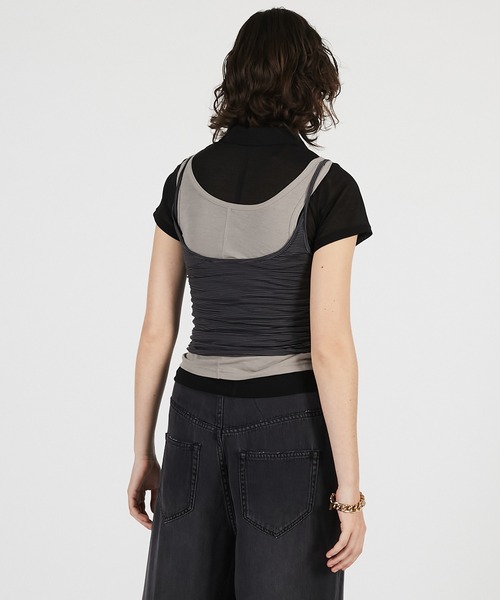 PRANK PROJECT（プランクプロジェクト）の「【2026Summer Pre-Order】レイヤードポロシャツ / Layered Polo Shirt（Tシャツ/カットソー・レディース・グレー/ブラック・FREE）」の16枚目の写真