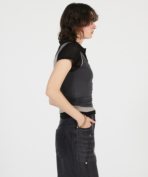 PRANK PROJECT（プランクプロジェクト）の「【2026Summer Pre-Order】レイヤードポロシャツ / Layered Polo Shirt（Tシャツ/カットソー・レディース・グレー/ブラック・FREE）」の17枚目の写真