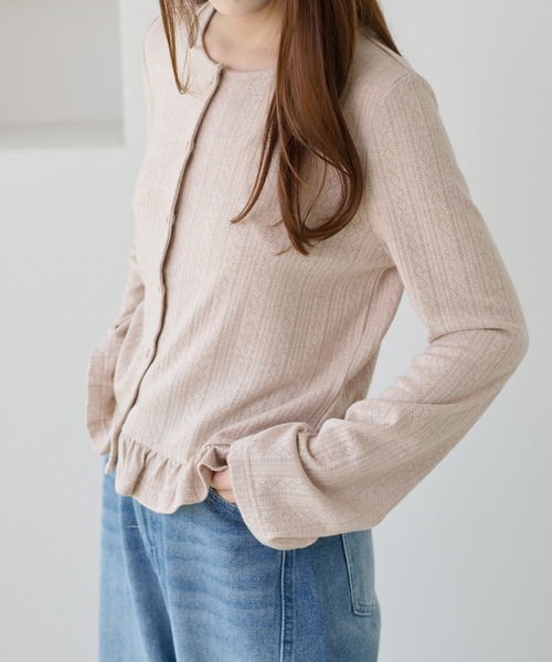 apres jour clair（アプレジュールクレア）の「【apres jour clair】フリルデザインカーディガン（Tシャツ/カットソー・レディース・ネイビー/アイボリー/ライトブルー/ピンクベージュ・X-LARGE/フリー）」の16枚目の写真