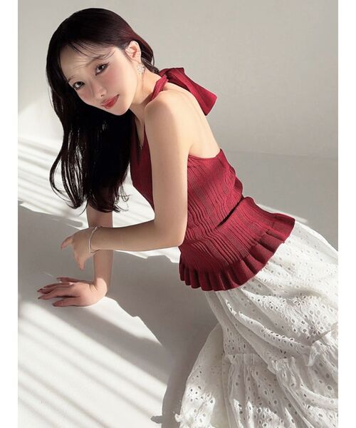 RESEXXY(リゼクシー)の「ヘムフリルアメスリニットトップス(ニット/セーター・レディース・レッド/ホワイト/ブラック・FREE)」の11枚目の写真