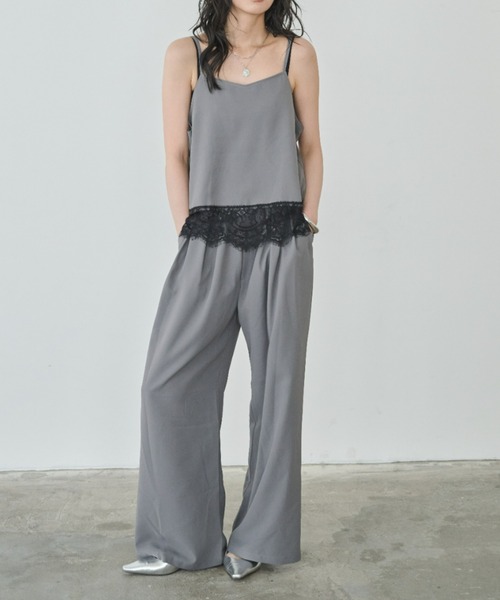 Anclear oui（アンクリアウィ）の「裾レースキャミ×イージータックパンツ（セットアップ・レディース・Black/Beige/LT.Gray・F）」の13枚目の写真