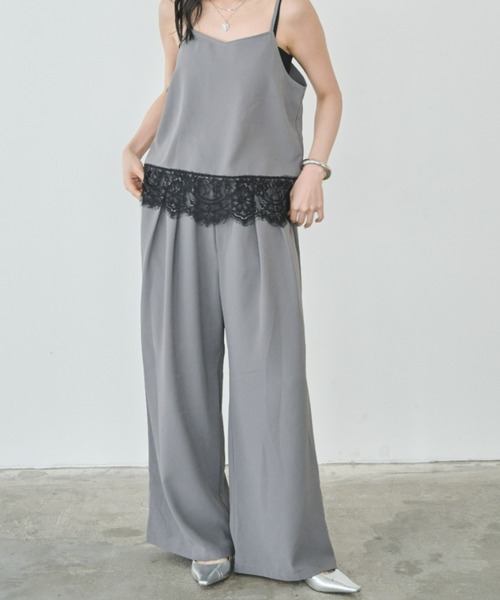 Anclear oui（アンクリアウィ）の「裾レースキャミ×イージータックパンツ（セットアップ・レディース・Black/Beige/LT.Gray・F）」の14枚目の写真