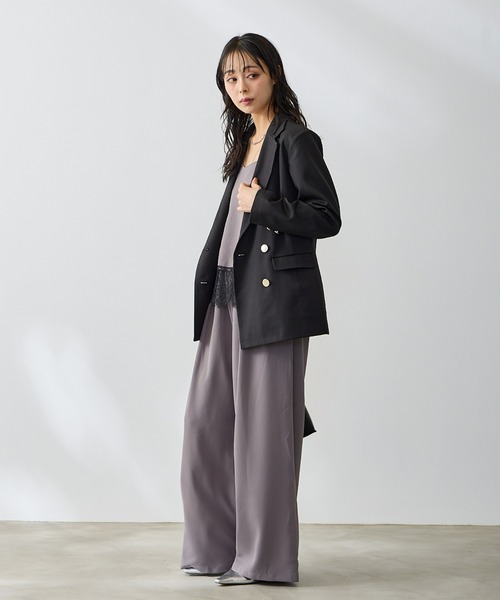 Anclear oui（アンクリアウィ）の「裾レースキャミ×イージータックパンツ（セットアップ・レディース・Black/Beige/LT.Gray・F）」の17枚目の写真