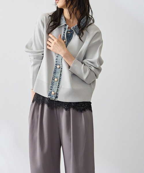 Anclear oui（アンクリアウィ）の「裾レースキャミ×イージータックパンツ（セットアップ・レディース・Black/Beige/LT.Gray・F）」の19枚目の写真