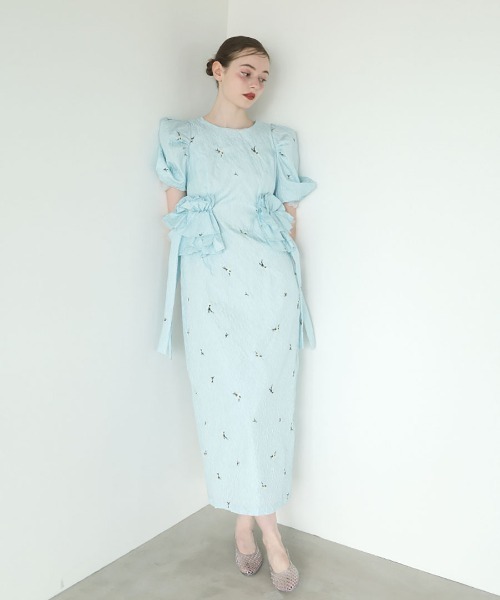 DONOBAN（ドノバン）の「【ANDRESD】blossom frill dress 結婚式 パーティードレス オケージョンドレス お呼ばれ 二次会 成人式 同窓会（ドレス・レディース・ブラック/ネイビー/ベージュ/ライトブルー/ブラウン・M/S/L）」の4枚目の写真