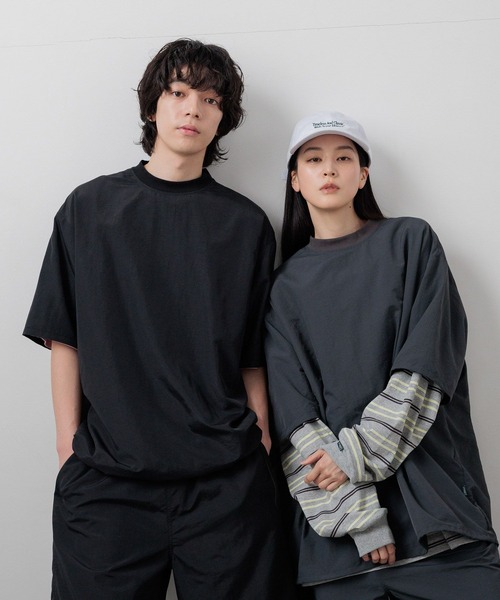 LOWRYS FARM(ローリーズファーム)の「SETUP可能【LFM(U)】ナイロンドローコードSS/P 670623(Tシャツ/カットソー・メンズ・チャコールグレー/ブラック・LARGE/MEDIUM)」の1枚目の写真
