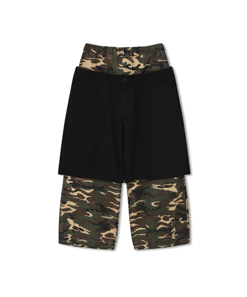 Double Waist Layered Pants - Camo