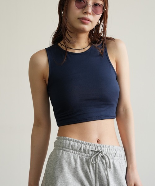 Kotoe(コトエ)の「クロップド ミニタンクトップ(タンクトップ・レディース・ホワイト/ネイビー/ベージュ/ダークグレー/ブラック・FREE)」の5枚目の写真