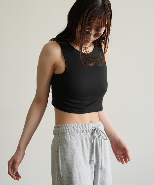 Kotoe(コトエ)の「クロップド ミニタンクトップ(タンクトップ・レディース・ホワイト/ネイビー/ベージュ/ダークグレー/ブラック・FREE)」の1枚目の写真