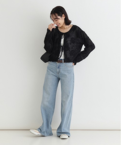 BACK NUMBER（バックナンバー）の「BACK NUMBER(バックナンバー)シアー刺繍カーディガン（カーディガン/ボレロ・レディース・キナリ/ブラック・L/M）」の3枚目の写真