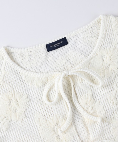 BACK NUMBER（バックナンバー）の「BACK NUMBER(バックナンバー)シアー刺繍カーディガン（カーディガン/ボレロ・レディース・キナリ/ブラック・L/M）」の10枚目の写真