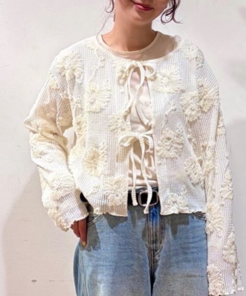 BACK NUMBER（バックナンバー）の「BACK NUMBER(バックナンバー)シアー刺繍カーディガン（カーディガン/ボレロ・レディース・キナリ/ブラック・L/M）」の17枚目の写真
