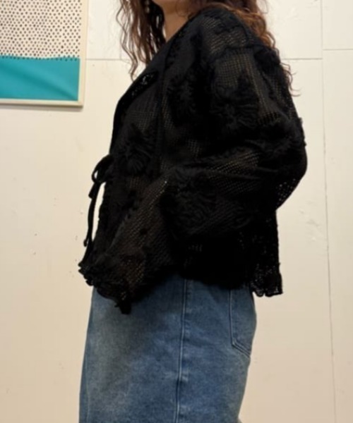 BACK NUMBER（バックナンバー）の「BACK NUMBER(バックナンバー)シアー刺繍カーディガン（カーディガン/ボレロ・レディース・キナリ/ブラック・L/M）」の22枚目の写真