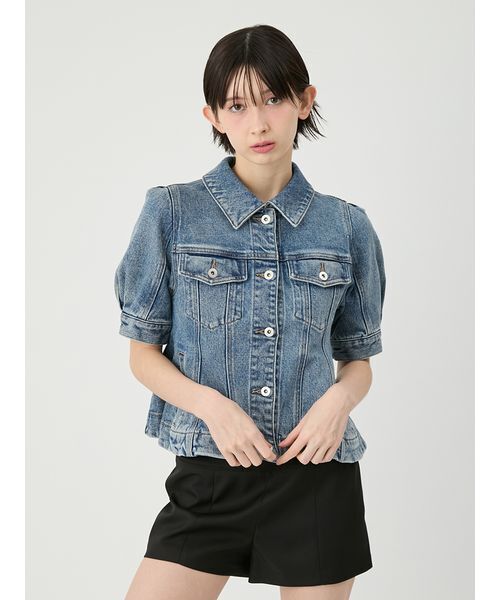 LILY BROWN(リリーブラウン)の「ハーフスリーブペプラムデニムジャケット(デニムジャケット・レディース・ライトブルー/ブルー/インディゴブルー・F)」の6枚目の写真