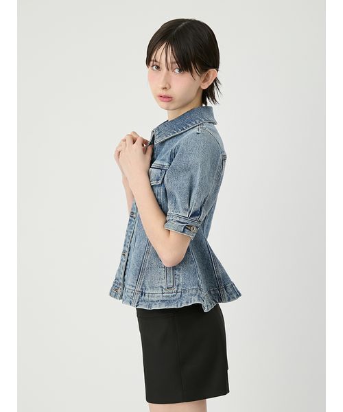 LILY BROWN(リリーブラウン)の「ハーフスリーブペプラムデニムジャケット(デニムジャケット・レディース・ライトブルー/ブルー/インディゴブルー・F)」の9枚目の写真