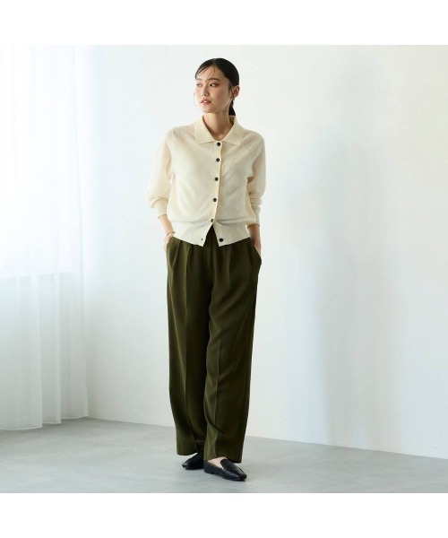 COMMON+HAUS(コモンハウス)の「タックワイドレッグパンツ(スラックス・レディース・ブラウン/オリーブ/ブラック・S/M/L)」の4枚目の写真