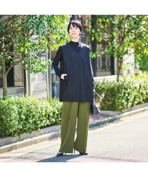 COMMON+HAUS(コモンハウス)の「タックワイドレッグパンツ(スラックス・レディース・ブラウン/オリーブ/ブラック・S/M/L)」の18枚目の写真