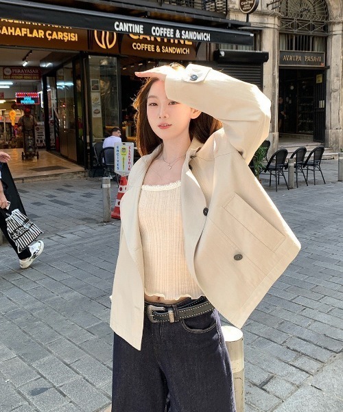 UP START(アップスタート)の「【LAMPOON】ワイドショートトレンチ(トレンチコート・レディース・ベージュ・LARGE/SMALL)」の5枚目の写真