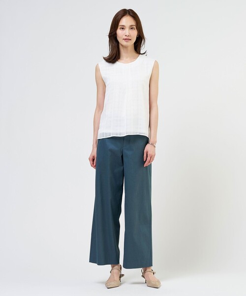 J.PRESS(ジェイプレス)の「【WEB限定】シアーチェック ノースリーブ カットソー(Tシャツ/カットソー・レディース・ブラック系/ホワイト系/ホワイト系3・T15/T13)」の5枚目の写真