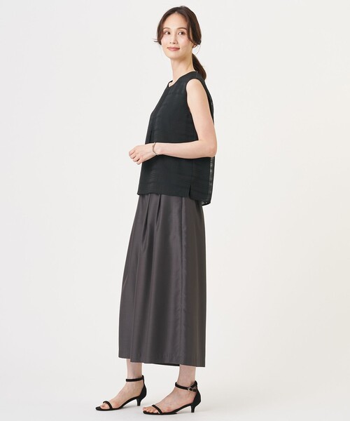 J.PRESS(ジェイプレス)の「【WEB限定】シアーチェック ノースリーブ カットソー(Tシャツ/カットソー・レディース・ブラック系/ホワイト系/ホワイト系3・T15/T13)」の9枚目の写真