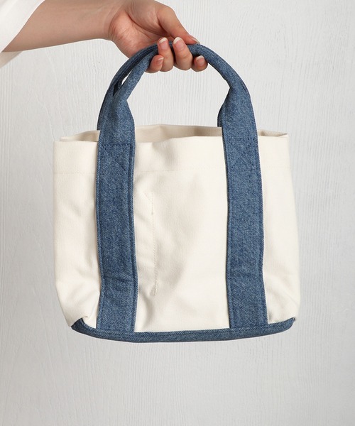 BEVERLY HILLS POLO CLUB(ビバリーヒルズポロクラブ)の「BEVERLY HILLS POLO CLUB / ビバリーヒルズポロクラブ キャンバス ミニトートバッグ 刺繍ロゴ マチあり ランチトート サブバッグ 仕切り付き コットンバッグ(トートバッグ・メンズ・ベージュ/ブラック/ホワイト×ブラウン/ホワイト×ブルー/ホワイト×ネイビー・FREE)」の10枚目の写真
