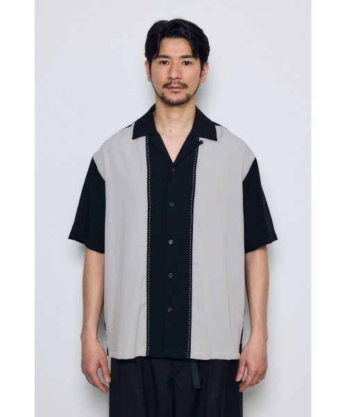 AZUL by moussy（アズールバイマウジー）の「ツートーン切替開襟半袖シャツ（シャツ/ブラウス・メンズ・ブラック系その他/イエロー系その他/ピンク系その他/ブルー系その他3・SMALL/MEDIUM/LARGE）」の8枚目の写真