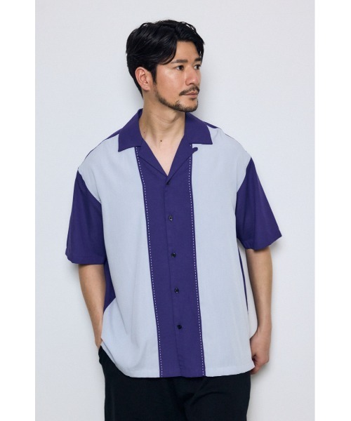 AZUL by moussy（アズールバイマウジー）の「ツートーン切替開襟半袖シャツ（シャツ/ブラウス・メンズ・ブラック系その他/イエロー系その他/ピンク系その他/ブルー系その他3・SMALL/MEDIUM/LARGE）」の16枚目の写真
