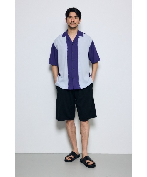 AZUL by moussy（アズールバイマウジー）の「ツートーン切替開襟半袖シャツ（シャツ/ブラウス・メンズ・ブラック系その他/イエロー系その他/ピンク系その他/ブルー系その他3・SMALL/MEDIUM/LARGE）」の17枚目の写真