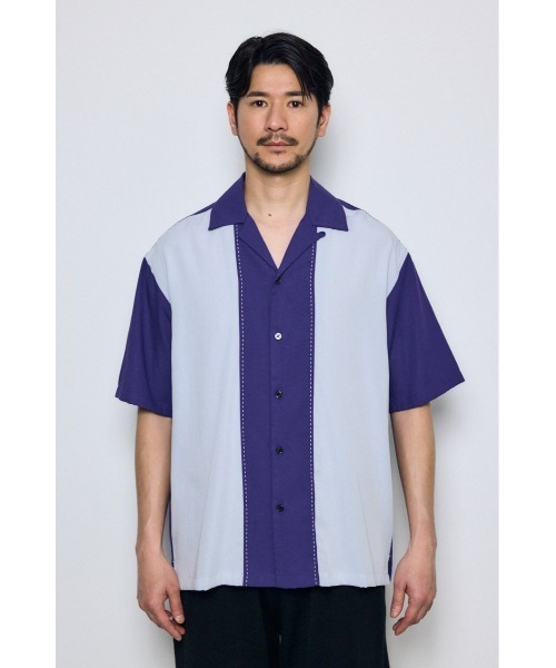 AZUL by moussy（アズールバイマウジー）の「ツートーン切替開襟半袖シャツ（シャツ/ブラウス・メンズ・ブラック系その他/イエロー系その他/ピンク系その他/ブルー系その他3・SMALL/MEDIUM/LARGE）」の18枚目の写真