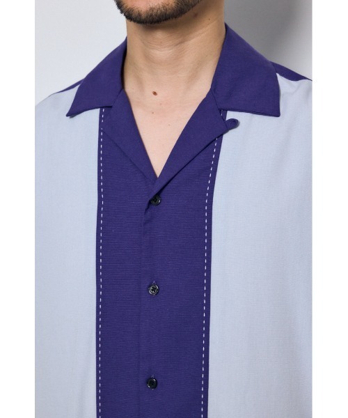 AZUL by moussy（アズールバイマウジー）の「ツートーン切替開襟半袖シャツ（シャツ/ブラウス・メンズ・ブラック系その他/イエロー系その他/ピンク系その他/ブルー系その他3・SMALL/MEDIUM/LARGE）」の21枚目の写真