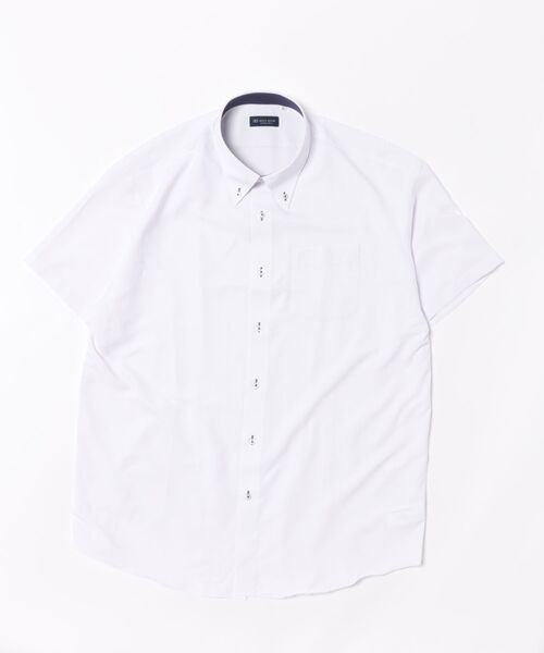 TOKYO SHIRTS(トウキョウシャツ)の「【吸水速乾】【COFREX】形態安定ノンアイロン ボタンダウン 半袖ビジネスワイシャツ (大きいサイズ)(ビジネスシャツ・メンズ・パープル・首回り45cm/首回り47cm)」の6枚目の写真