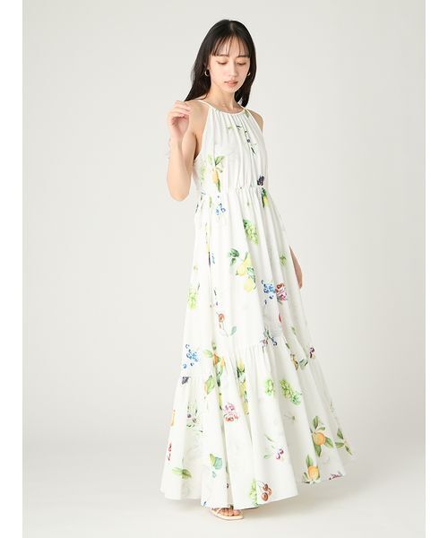 FRAY I.D(フレイアイディー)の「フルーツプリントホルターワンピース/ウォッシャブル・接触冷感(ワンピース・レディース・ホワイト/ライトブルー/ネイビー・0/1)」の6枚目の写真