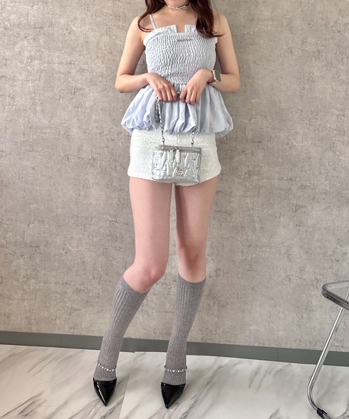 Mejoul(メジュール)の「【2026春夏新作】【2WAY】シャーリングバルーン切り替えキャミソール チューブトップ(キャミソール・レディース・ホワイト/ブラック/サックスブルー・F)」の13枚目の写真