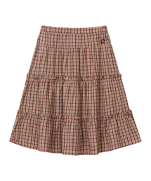 Shirring Check Skirt Navy