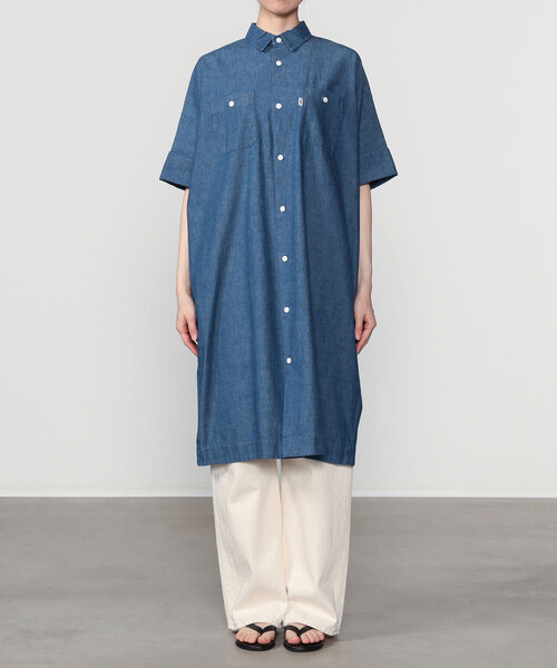 DANTON | 6ozコットンシャンブレー ワークシャツワンピース WOMEN