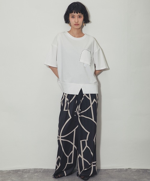 ANOTHER S（アナザーエス）の「異素材切り替えTシャツ（Tシャツ/カットソー・レディース・ベージュ/グレー/ホワイト/ブラック・FREE）」の22枚目の写真