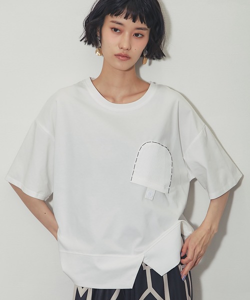 ANOTHER S（アナザーエス）の「異素材切り替えTシャツ（Tシャツ/カットソー・レディース・ベージュ/グレー/ホワイト/ブラック・FREE）」の19枚目の写真