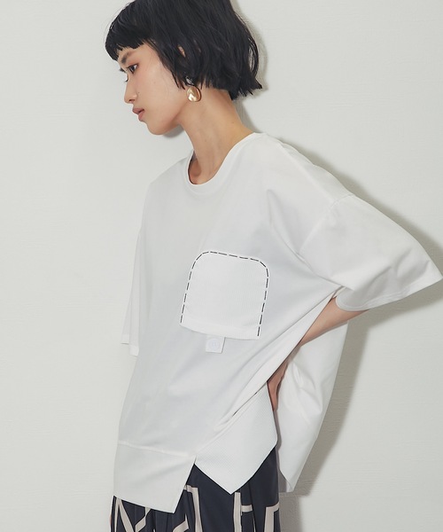 ANOTHER S（アナザーエス）の「異素材切り替えTシャツ（Tシャツ/カットソー・レディース・ベージュ/グレー/ホワイト/ブラック・FREE）」の21枚目の写真