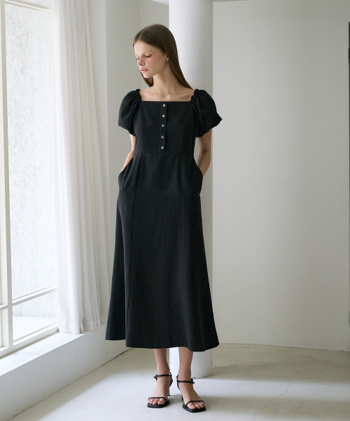DEHEVE（デヘヴェ）の「Square Neck Puff Dress [Black]（ワンピース・レディース・ブラック・OS）」の7枚目の写真