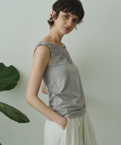 libelle more（リベル モア）の「ラウンドレースネックタンクトップ（Tシャツ/カットソー・レディース・ブラック/ライトグレー/オフホワイト・M）」の20枚目の写真