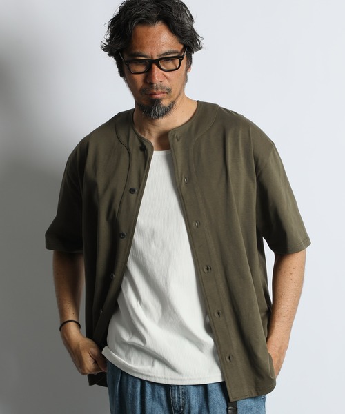 The DUFFER of ST.GEORGE(ザダファーオブセントジョージ)の「〔BLACK LABEL〕"A-PACK" BASEBALL TEE:度詰め天竺 ベースボールシャツ / レイヤード / 羽織り / アスレジャー / スポーツミックス(Tシャツ/カットソー・メンズ・ブラック/オリーブ・X-LARGE/LARGE/MEDIUM)」の1枚目の写真