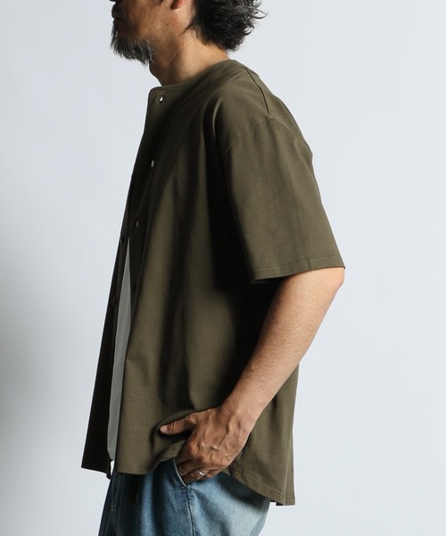 The DUFFER of ST.GEORGE(ザダファーオブセントジョージ)の「〔BLACK LABEL〕"A-PACK" BASEBALL TEE:度詰め天竺 ベースボールシャツ / レイヤード / 羽織り / アスレジャー / スポーツミックス(Tシャツ/カットソー・メンズ・ブラック/オリーブ・X-LARGE/LARGE/MEDIUM)」の10枚目の写真