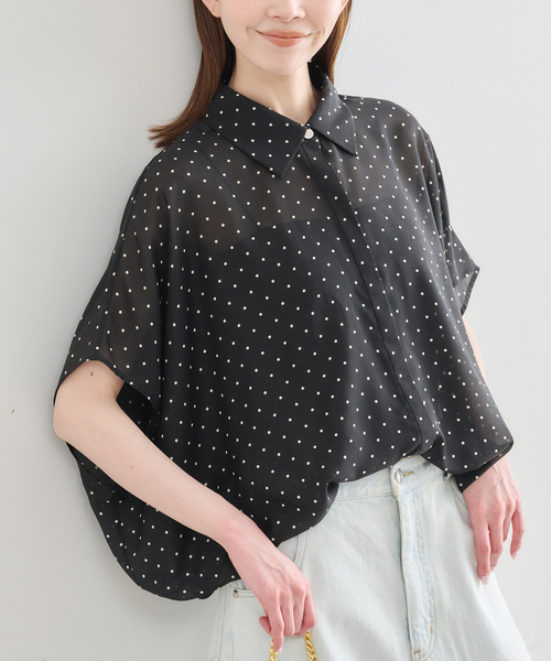 U by SPICK&SPAN(ユーバイスピックアンドスパン)の「《新宿店・WEB限定 / 追加2》襟つきドットブラウス(シャツ/ブラウス・レディース・ホワイト/ブラック・FREE)」の10枚目の写真