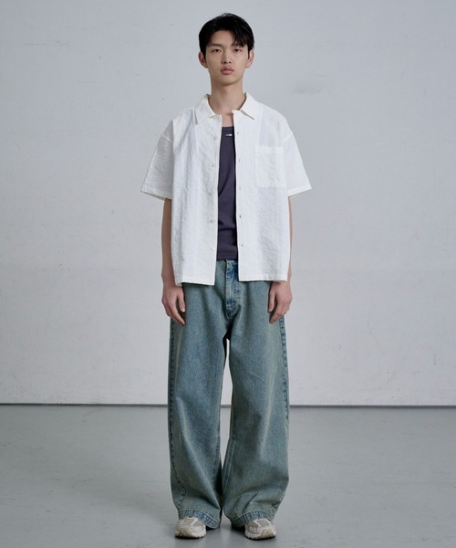 THE CLE(ザクレ)の「OPEN COLLAR SHIRT / オープンカラーシャツ(シャツ/ブラウス・メンズ・ホワイト/ブラック・1/2)」の10枚目の写真