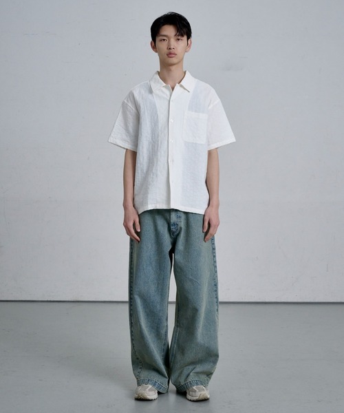 THE CLE(ザクレ)の「OPEN COLLAR SHIRT / オープンカラーシャツ(シャツ/ブラウス・メンズ・ホワイト/ブラック・1/2)」の11枚目の写真